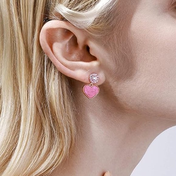 Zara Heart Pink Earrings - Picture 2 of 3